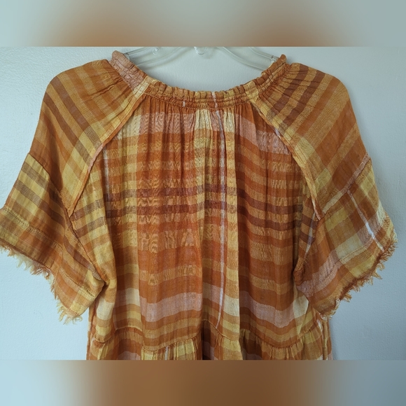 Anthropologie/Pilcro and the Letterpress Bette Babydoll Plaid Top, Orange: SMALL - Picture 10 of 14